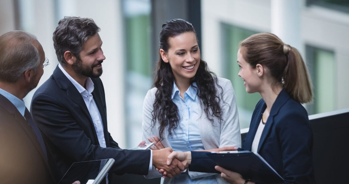 businesspeople-having-discussion-office businesspeople-having-discussion-office